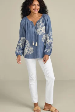 Diya Embroidered TENCEL™ Peasant Top