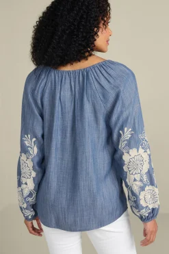 Diya Embroidered TENCEL™ Peasant Top