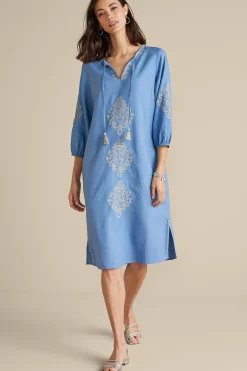 Hasana Linen Blend Midi Dress