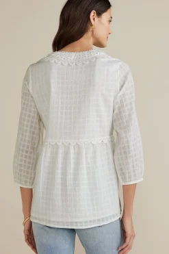 Petites Elodie Windowpane Gauze Top