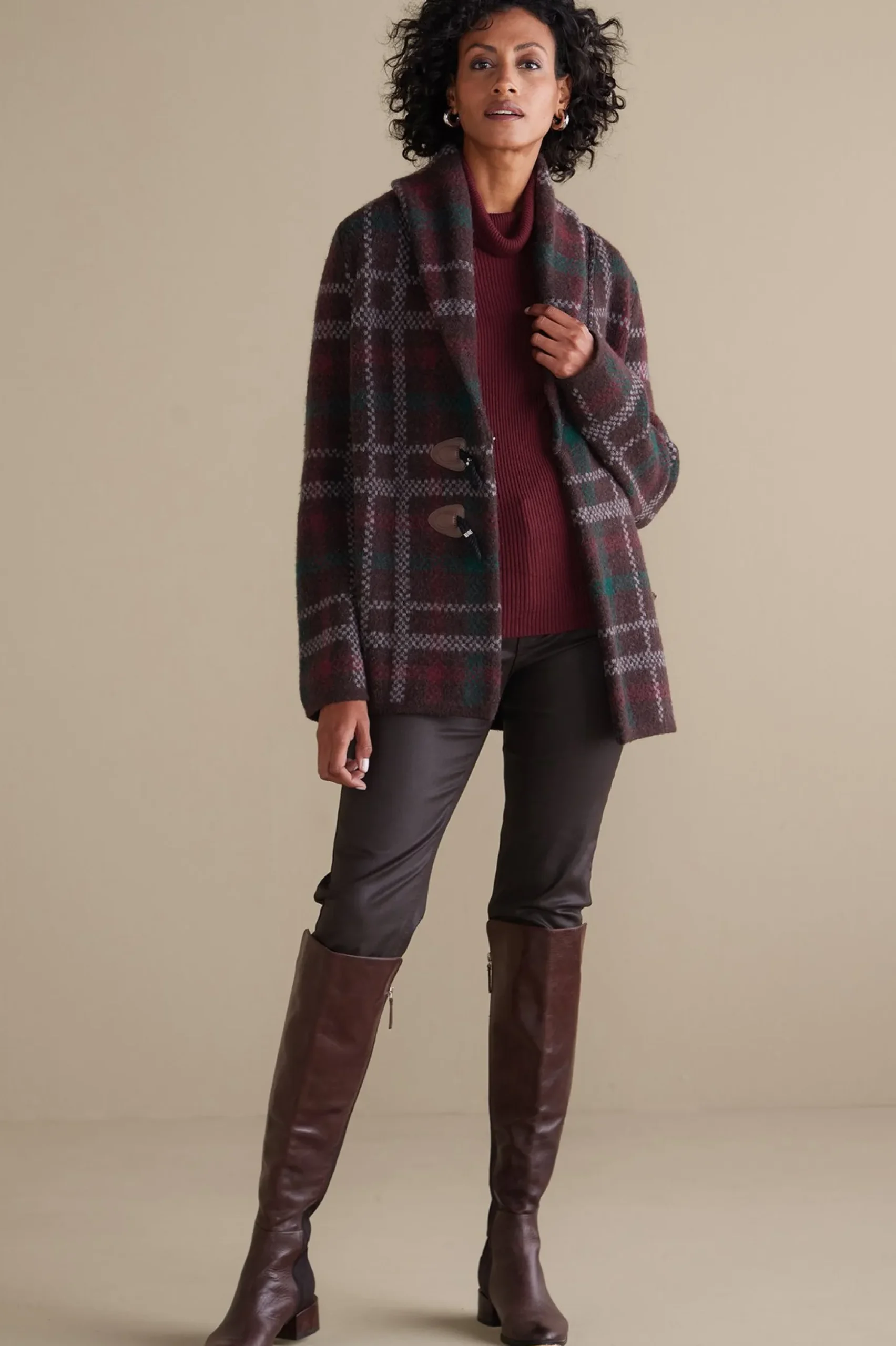 Plaid Sweater Coat