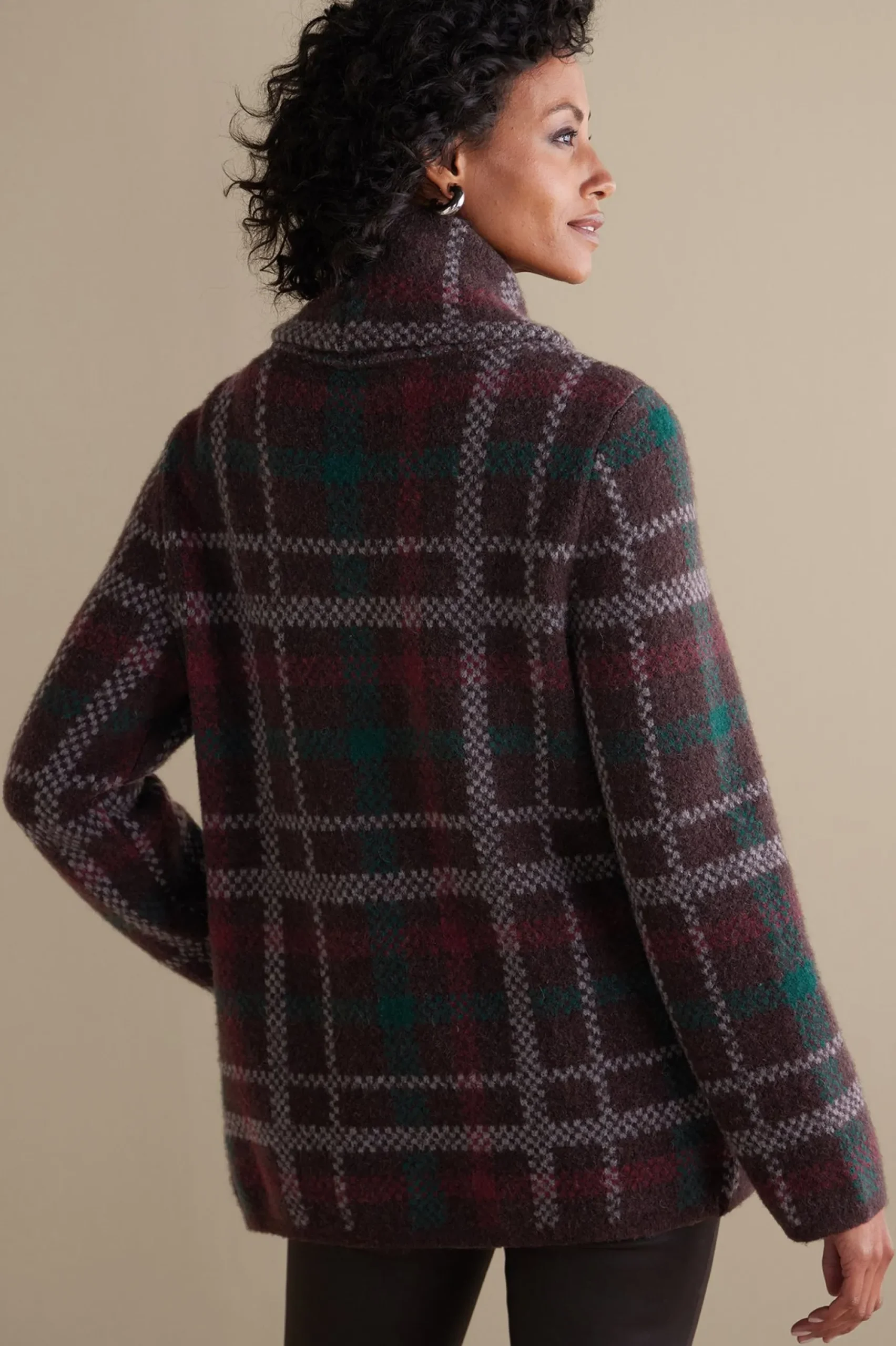 Plaid Sweater Coat