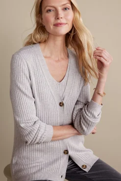 Soft Essential™ Ribbed Button-Front Cardi