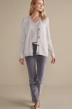 Soft Essential™ Ribbed Button-Front Cardi