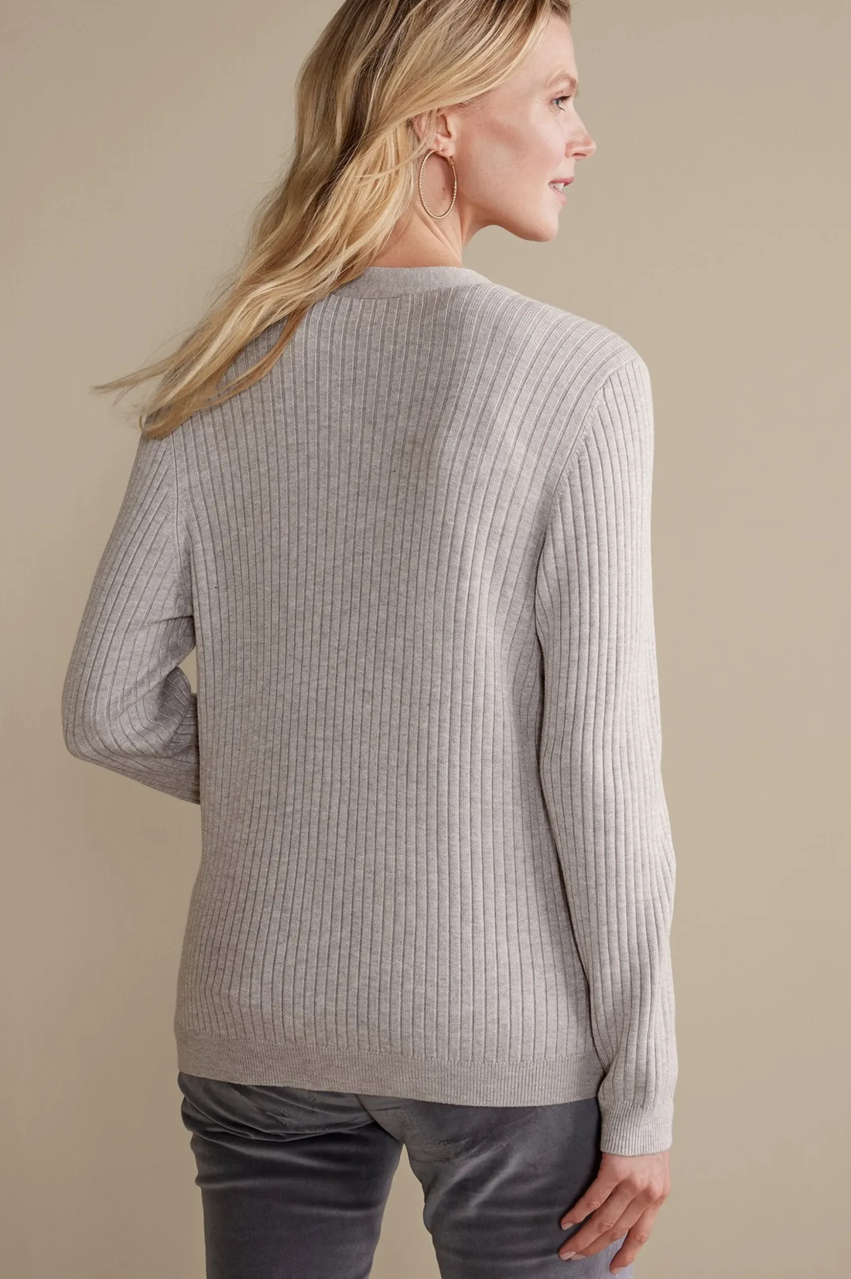 Soft Essential™ Ribbed Button-Front Cardi